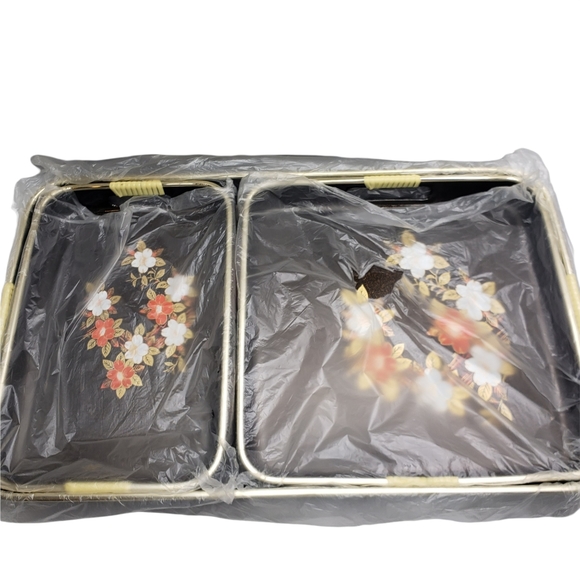 3 Piece Floral Lacquer Ware Serving Tray Set - Picture 5 of 6
